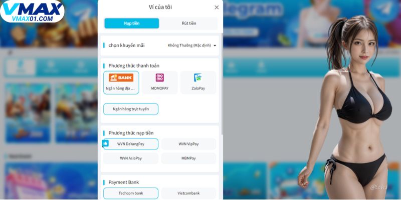 Đa dạng phương thức nạp tiền Vmax