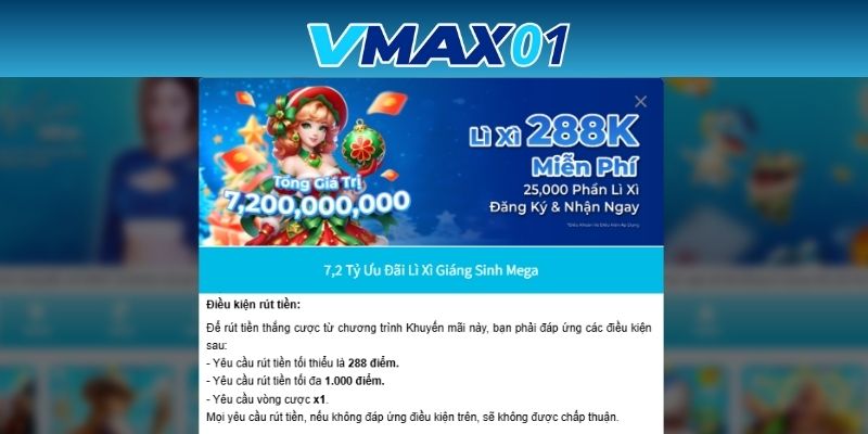 Điều kiện nhận thưởng giáng sinh Mega